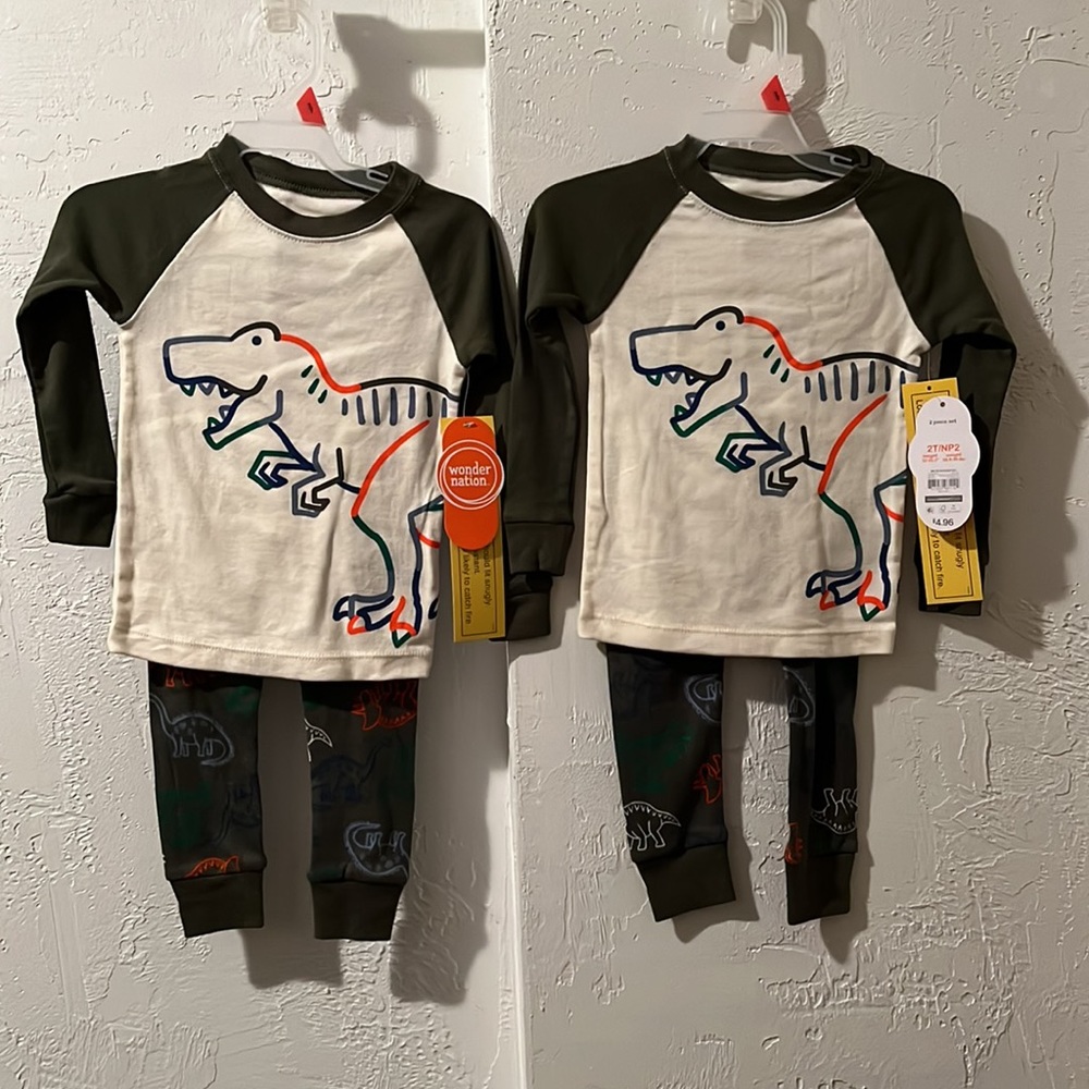 Wonder Nation Set of 2 - Dinosaur Pajamas